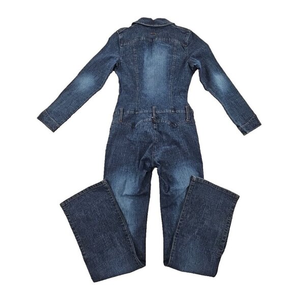 U.S. Polo Assn. Full Zip Stretch Denim Jumpsuit Women's 7/8 Long Sleeve EUC - Picture 2 of 16